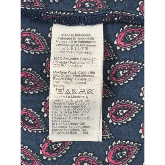 NWT J. Crew Printed V-Neck Navy and Pink Short Sleeve Blouse Size S - Picture 5 of 6